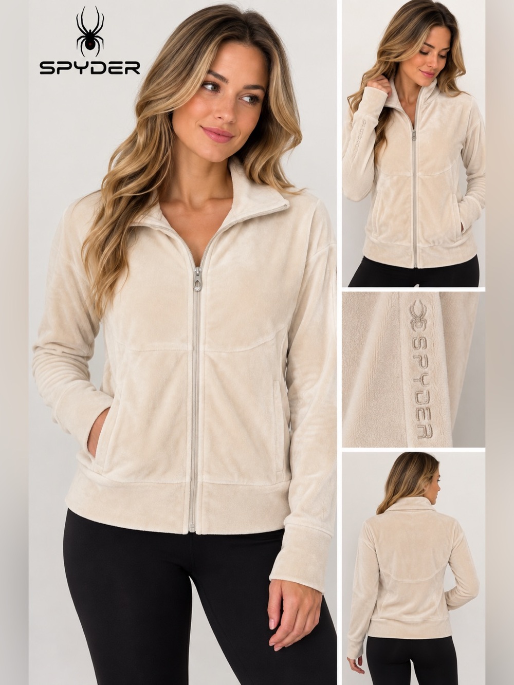 Spyder Velour Full Zip Jacket Moonbeam Cream Women’s - Small NWT